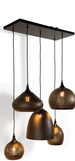 COCOmaison Hanglampen>Arjen hanglamp 5*E27 - Zwart/Goud