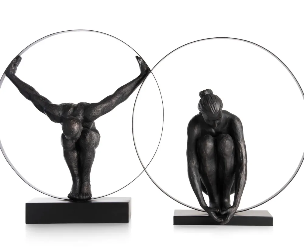 COCOmaison Beelden>Circle Lady beeld H54cm - Zwart