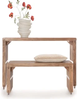 COCOmaison Poefs En Krukken>Lino bankje 96cm - Bruin