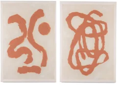 COCOmaison Schilderijen>Organic Abstract set van 2 schilderijen 70x100cm - Oranje