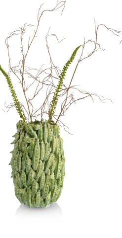 COCOmaison Vazen>Peas in a pot vaas H45cm - Groen