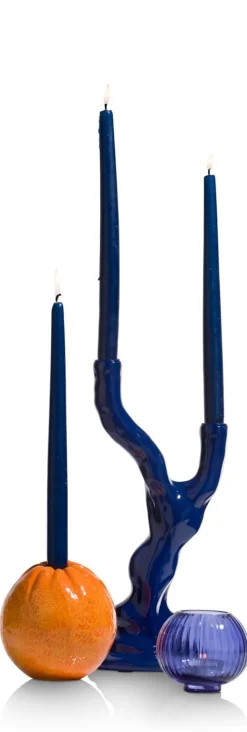 COCOmaison Kandelaars En Kaarsenhouders>Rebecca kandelaar H36cm - Blauw