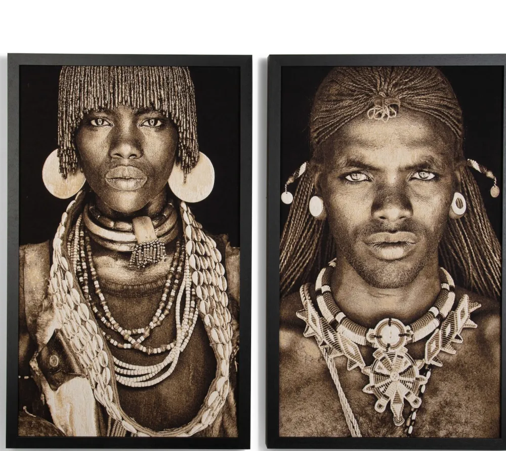 COCOmaison Schilderijen>Samburu Warrior schilderij 75x125cm - Multikleur