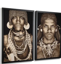 COCOmaison Schilderijen>Samburu Warrior schilderij 75x125cm - Multikleur